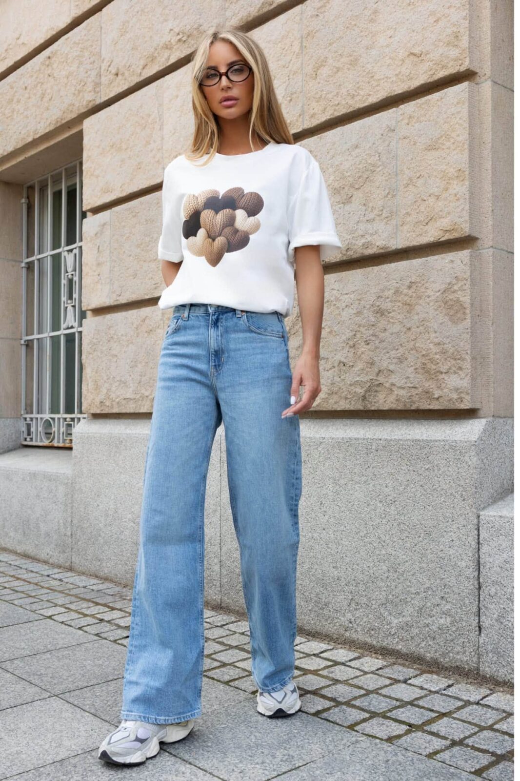 T-shirt print serduszka Biały - obrazek 6